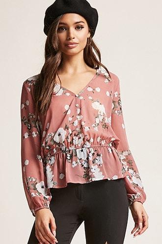 Forever21 Sheer Chiffon Floral Top