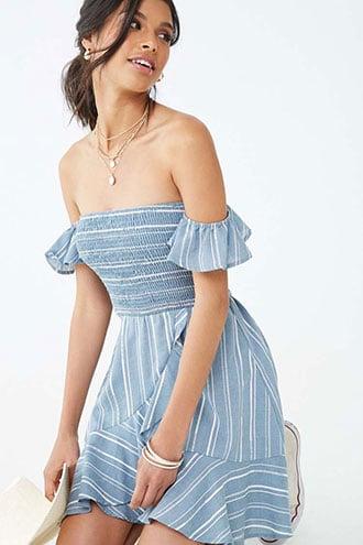 Forever21 Striped Smocked Tulip Dress