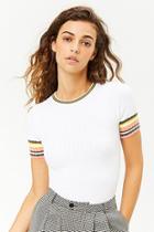 Forever21 Ribbed Striped-trim Cropped Sweater