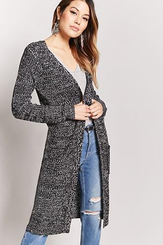 Forever21 Waffle-knit Longline Cardigan