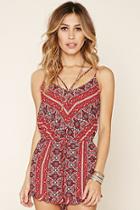 Forever21 Women's  Tile Print Cami Romper