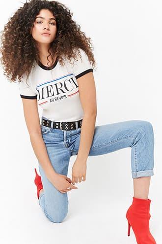 Forever21 Merci Au Revoir Ringer Tee
