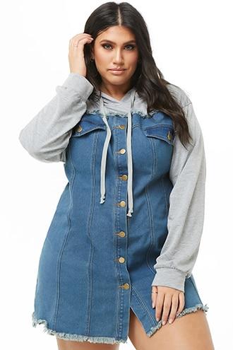 Forever21 Plus Size Denim Hoodie Dress