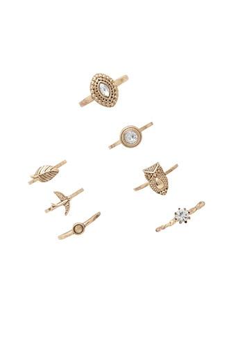 Forever21 Clear & Gold Etched Midi Ring Set