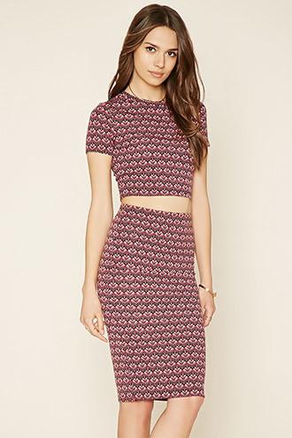 Love21 Women's Black & Pink Contemporary Abstract Skirt