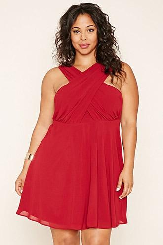 Forever21 Plus Women's  Wine Plus Size Crisscross Dress