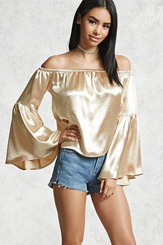 Forever21 Sateen Off-the-shoulder Top