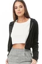 Forever21 Cropped Velvet Zip-up Hoodie
