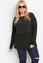 Forever21 Plus Silk-paneled Drawstring Top