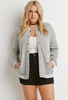 Forever21 Plus Women's  Varsity-striped Baseball Jacket