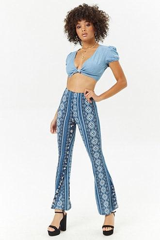 Forever21 Flare-leg Stretch-knit Pants