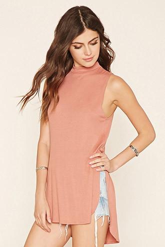 Forever21 Women's Ribbed Cutout Longline Top