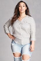 Forever21 Plus Size High-low Striped Shirt