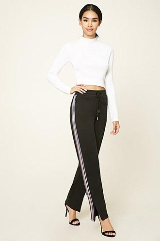 Forever21 Stripe-trim Zippered Sweatpants