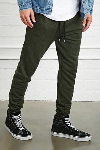 21 Men Men's  Olive & Black Marled Knit Sweatpants