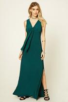 Forever21 Women's  Emerald Plunging V-neck Maxi Dress