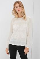 Forever21 Contemporary Ornate Embroidered Chiffon Top