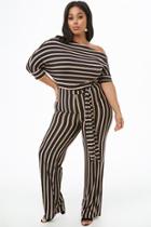 Forever21 Plus Size Striped One-shoulder Jumpsuit