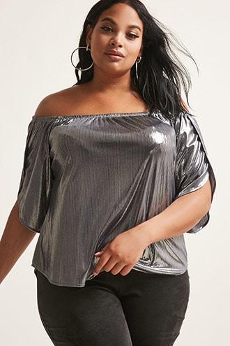 Forever21 Plus Size Black Ivy Metallic Top