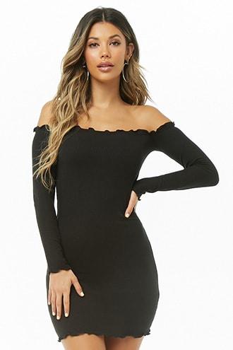 Forever21 Lettuce-edge Off-the-shoulder Dress