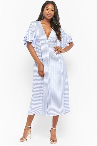 Forever21 Striped Button-front Maxi Dress