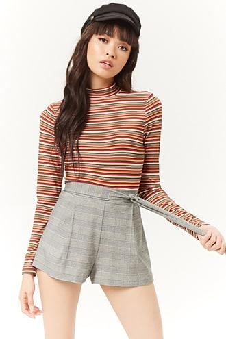 Forever21 Multicolor Striped Mock Neck Top