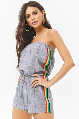 Forever21 Glen Plaid Tube Romper