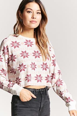 Forever21 Fair Isle Print Waffle Top