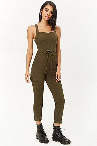 Forever21 Twill Drawstring Jumpsuit