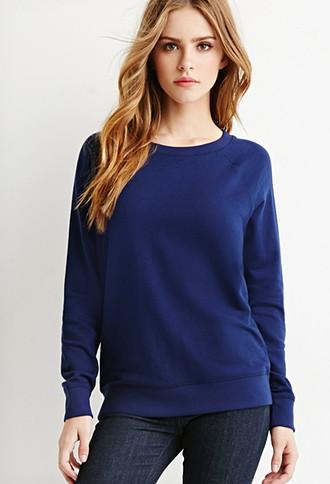 Forever21 Plus Women's French Terry Raglan Sweatshirt (navy)