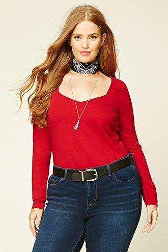 Forever21 Plus Women's  Red Plus Size Sweetheart Top