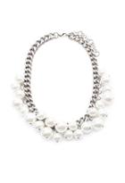 Forever21 Faux Pearl Statement Necklace (silver/cream)