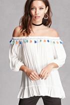 Forever21 Off-the-shoulder Tassel Top