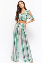 Forever21 Striped Crop Top & Flare Pants Set