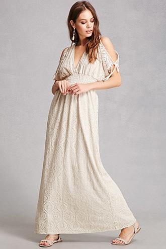 Forever21 Lace Vented-sleeve Maxi Dress