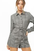 Forever21 Plaid Button-front Romper