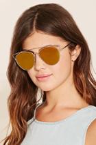 Forever21 Gold & Orange Mirrored Aviator Sunglasses