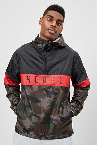 Forever21 Rebel Minds Camo Colorblock Hooded Anorak