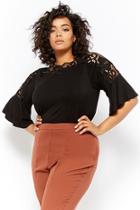 Forever21 Plus Size Lace-trim Ruched Top