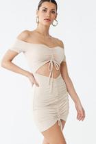 Forever21 Off-the-shoulder Ruched Cutout Mini Dress