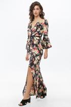 Forever21 Floral Belted Surplice Mermaid Dress