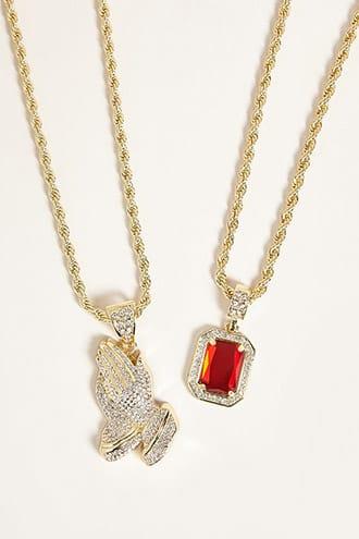 Forever21 Men Akademiks Pendant Necklace Set