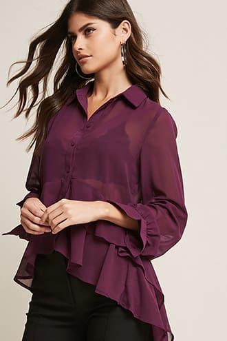 Forever21 Chiffon Tiered High-low Top