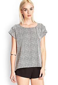 Forever21 Cap-sleeve Chevron Print Top