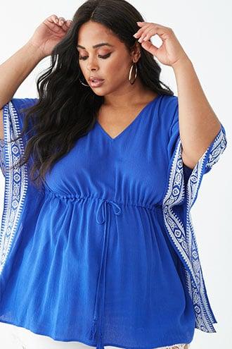 Forever21 Plus Size Embroidered Swim-cover Up Kaftan