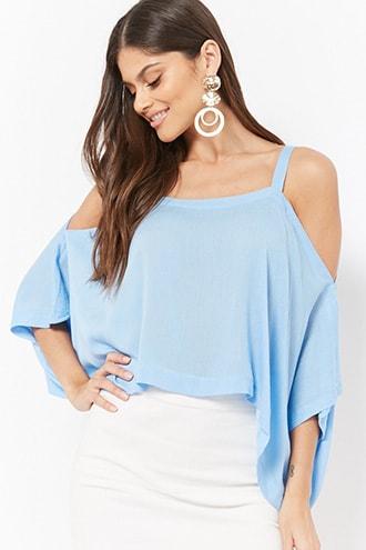 Forever21 Crinkle Open-shoulder Crop Top