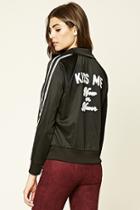 Forever21 Women's  Kiss Me Satin Track Jacket