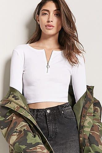 Forever21 Ribbed Pull-ring Crop Top