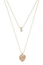 Forever21 Hammered Hear Pendant Layered Necklace