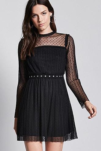 Forever21 Polka Dot Mesh Shift Dress